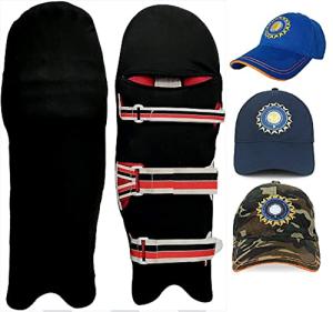 REINDEER Colored Cricket Batting Pads Covers - Leg Guards Clads - Leg Guard Skin with Free Mens Cotton Cap (Any Color) (Black)