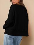 PRETTYGARDEN Oversized Sweatshirt for Women 2025 Fashion Crewneck Long Sleeve Pullover Waffle Knit Tops Fall Trendy Clothes (Black,Large)