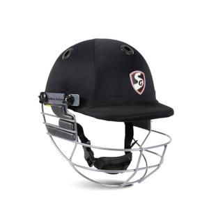 SG Blazetech Cricket Helmet | Black | Medium | Polypropylene, Polystyrene | Adult/Teen | Lightweight Shell | Adjustable Steel Visor | High Impact Resistance | EVA Foam Pads | Sweat-Absorbing Mesh