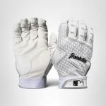 Franklin Sports MLB Batting Gloves - 2nd Skinz Baseball + Softball Batting Gloves - Adult + Youth Premium Leather Pair - White - Adult Large