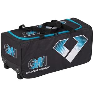Gunn & Moore GM Cricket Bag Holdall | Diamond Wheelie | BS55 Range Endorsed by Ben Stokes | Easy Access Double Zip | Volume - 67 litres | Tough 600 Denier Polyester | Black & Blue