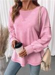 SHEWIN Sweatshirt for Women Casual Crewneck Sweatshirts Lightweight Long Sleeve Shirts Oversized Fall Tops Winter Clothing for Women,(US 4-6) S,Light Pink