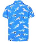 Cuddomper Boys Polo Shirt Size 5-6 Short Sleeve Hawaiian Shark Golf Clothes Blue Performance Dry Fit Tops for Active Casual