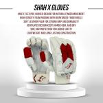 Almos Cricket Batting Gloves, Sports Professional Build, Cricket Batting for Right Handed Players, White Red Color Style, Adult Size Glove SHAH X Style
