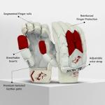 Almos Cricket Batting Gloves, Sports Professional Build, Cricket Batting for Right Handed Players, White Red Color Style, Adult Size Glove SHAH X Style