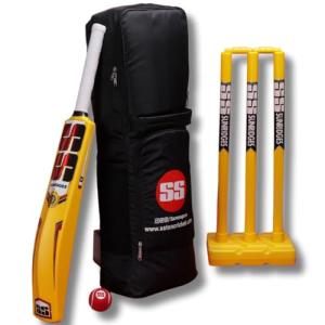 SS Composite Plastic Cricket Set with Premium Kit Bag, (1 Full Size Bat, 3 Wickets, 1 Wicket Base, 2 Bails, 1 Tennis Ball)