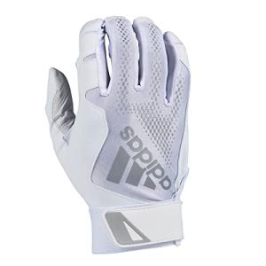 adidas Diamond King 3.0 Leather Batting Glove, White/Silver, Medium