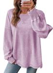 SHEWIN Womens Sweatshirt Casual Oversized Sweatshirt for Women Lightweight Womens Long Sleeve Tops Winter Fall Clothes for Women,(US 12-14) L,Orchid Petal