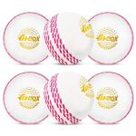 FitBox Sports Professional Ball Pack of 6 Cricket Balls | Wind Ball 130gm for Indoor & Outdoor - White/Black