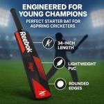Reebok Blaze Plastic Cricket Bat – 34" Full Size Lightweight PVC Bat | Durable, Easy-Grip Design for Tennis & Soft Ball Practice | Ideal for Teen & Adult Players (Ages 15+) (Red)