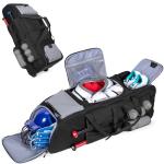 GOBUROS Rolling Baseball Bag for 4 Bats, Black Softball Bag with Wheels, Large Baseball Equipment Bag with Separate Shoe Compartment and Glove Pocket