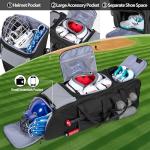 GOBUROS Rolling Baseball Bag for 4 Bats, Black Softball Bag with Wheels, Large Baseball Equipment Bag with Separate Shoe Compartment and Glove Pocket