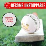 KM SPORTS White Hardball/Leather Cricket Ball - Hand Stitched 4 Piece Construction 156 Grams 35 Over Match Ball Single Piece Set of 3 and 6 (1)