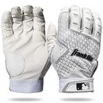 Franklin Sports MLB Batting Gloves - 2nd Skinz Baseball + Softball Batting Gloves - Adult + Youth Premium Leather Pair - White - Adult Extra Large