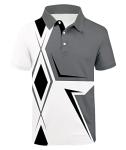 SCODI Mens Golf Shirt Moisture Wicking Performance Sport Short Sleeve Print Golf Polo Shirts for Men Gray