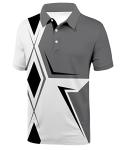 SCODI Mens Golf Shirt Moisture Wicking Performance Sport Short Sleeve Print Golf Polo Shirts for Men Gray