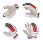 Amber Fight Gear Optipro Batting Gloves for Cricket Premium Fabric Palm, Non-Toxic PVC Finger Rolls, Cotton Back Ventilated & Lightweight, Sweat-Resistant for Better Grip, White/Red/Black, Medium