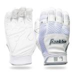 Franklin Sports Adult MLB Shok-Sorb X Batting Gloves, Adult Large, Pair, White/Chrome