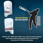 Bratla Men's Cricket Thigh Guard Pad Club – Adjustable Strap, Fits Most Adult Players – Thigh Protection for Men's Cricket (Adult Right Hand)
