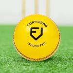 FORZA Fortress Indoor Pro Cricket Balls | Proffesional Grade Yellow Leather for Maximum Visibility - Packs of 1, 6 or 24 (Pack of 6)