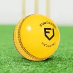 FORZA Fortress Indoor Pro Cricket Balls | Proffesional Grade Yellow Leather for Maximum Visibility - Packs of 1, 6 or 24 (Pack of 6)