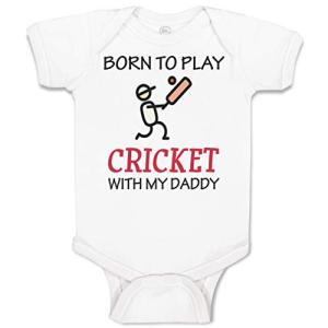 Cute Rascals Custom Personalized Baby Bodysuit Born to Play Cricket with My Daddy Dad Father's Day Funny Cotton Boy & Girl Baby Clothes A White Design Only Newborn