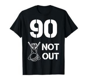 90 Not Out Funny Cricket Senior Milestone Sports Top T-Shirt