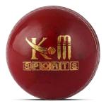 KM SPORTS Red Leather Cricket Ball – 4 Piece Ball – Durable, Handcrafted Ball for Professional & Club Matches – Premium Quality