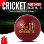 KM SPORTS Red Leather Cricket Ball – 4 Piece Ball – Durable, Handcrafted Ball for Professional & Club Matches – Premium Quality