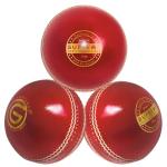 ONEGlobal Supreme Leather Cricket Ball | 100% Handstitched, 156g-5.5oz, 4-Piece Premium Leather, Waterproofing | Match Quality Hard Cricket Balls for Matches & Net Practice. (RED, 1-Pack)