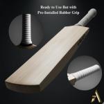 AnNafi® Kashmir Willow Cricket Bat Long Handle for Leather Ball | Premium Quality| Top Grade Custom Made Thick Edge Light Weight | Full Size Cover (Long Handle, Short Blade)