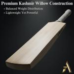AnNafi® Kashmir Willow Cricket Bat Long Handle for Leather Ball | Premium Quality| Top Grade Custom Made Thick Edge Light Weight | Full Size Cover (Long Handle, Short Blade)