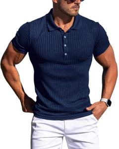 Navy Slim Fit Muscle Polo Shirt for Men