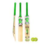 Kashmir Willow Cricket Bat with Practice Tennis Balls