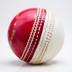 Red and White Leather Cricket Ball, Hand-Stitched Seam, Multicolur Leather Cricket Ball, Match Quality (Pack of 1)