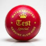 Red and White Leather Cricket Ball, Hand-Stitched Seam, Multicolur Leather Cricket Ball, Match Quality (Pack of 1)