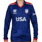 Team USA Men's Cricket WC Debut Jersey, T20 Long Sleeve Performance Shirt, Navy Blue Commemorative First Appearance Design, XS (Fits 34-36.5" Chest)