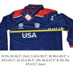 Team USA Men's Cricket WC Debut Jersey, T20 Long Sleeve Performance Shirt, Navy Blue Commemorative First Appearance Design, XS (Fits 34-36.5" Chest)