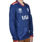 Team USA Men's Cricket WC Debut Jersey, T20 Long Sleeve Performance Shirt, Navy Blue Commemorative First Appearance Design, XS (Fits 34-36.5" Chest)