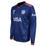 Team USA Men's Cricket WC Debut Jersey, T20 Long Sleeve Performance Shirt, Navy Blue Commemorative First Appearance Design, XS (Fits 34-36.5" Chest)