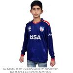 USA Cricket Youth Jersey, US Team's First Ever T20 WC Appearance T-Shirt for Kids, Long Sleeve, Navy Blue, Fits 25-26" Chest