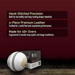 Growmite White Leather Cricket Ball | Hand-Stitched 4-Piece | Premium Alum-Tanned Leather | Waterproof & Durable | Match & Training Grade