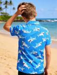 Cuddomper Boys Polo Shirt Size 5-6 Short Sleeve Hawaiian Shark Golf Clothes Blue Performance Dry Fit Tops for Active Casual