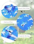 Cuddomper Boys Polo Shirt Size 5-6 Short Sleeve Hawaiian Shark Golf Clothes Blue Performance Dry Fit Tops for Active Casual