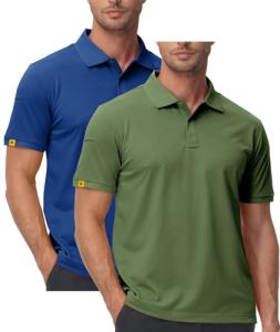 ZITY Mens 2 Pack Polo Shirts Short Sleeve Performance Sports Golf Shirt for Men Tactical Shirt Blue Green