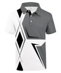 SCODI Mens Golf Shirt Moisture Wicking Performance Sport Short Sleeve Print Golf Polo Shirts for Men Gray