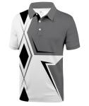 SCODI Mens Golf Shirt Moisture Wicking Performance Sport Short Sleeve Print Golf Polo Shirts for Men Gray
