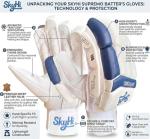 Skyhi Supremo Cricket Batting Gloves for Batsman, Split Fingers, Stylish Design, Comfortable Grip, PVC Thumb Patch, & Breathable mesh for Ventilation for Mens Righ and Left Hand Batsman (Right Hand)