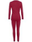 BNGPIKLY Preppy Cricket Pants Sets Women 2 piece Outfits Dressy Machine Wash O Neck Long Sleeve Top and Pants WineRed L