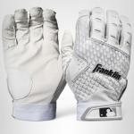 Franklin Sports MLB Batting Gloves - 2nd Skinz Baseball + Softball Batting Gloves - Adult + Youth Premium Leather Pair - White - Adult Extra Large